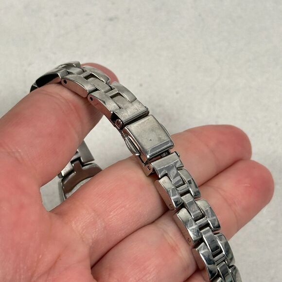 Timex Watch Women 25mm Round Pave Bezel Black Dial Silver Tone 6.25" New Battery - Picture 6 of 11